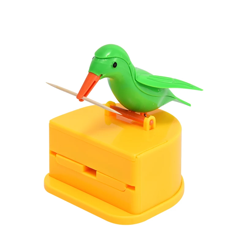 

Fully Automatic Storage Toothpick Dispenser Dinning Table Decor Press Type Toothpick Holder Bird Shape Smart Toothpick Box, Yellow