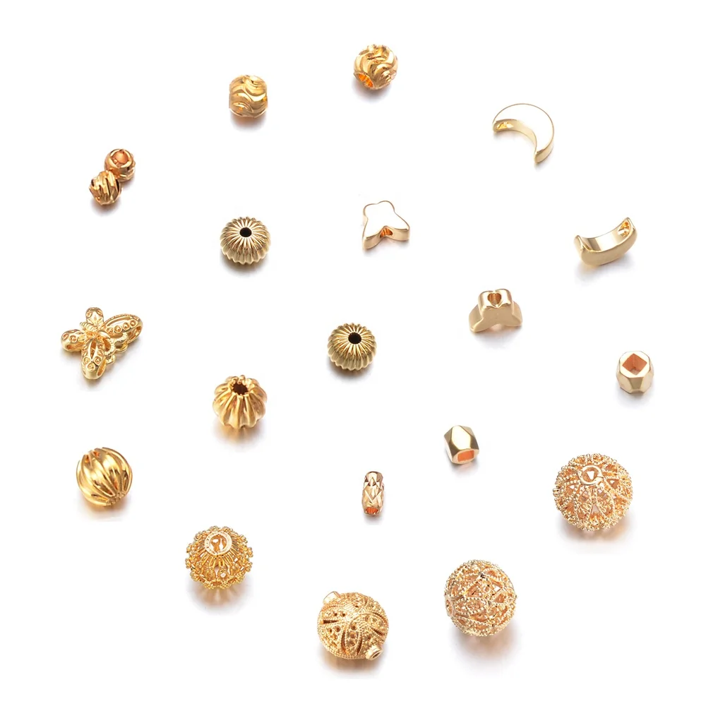 

Wholesale Jewelry Findings Components 18K Gold Plated Brass Loose Beads Isolation Spacer Beads for Jewelry Making Accessories