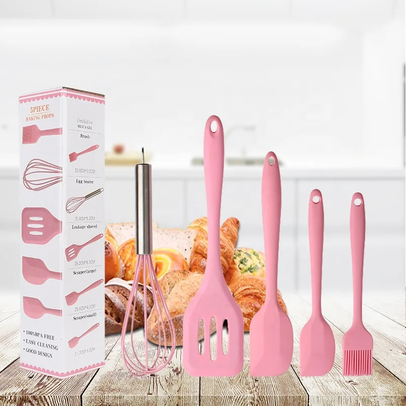 

Wholesale Amazon Hot Selling High Resistant Cookware Silicone Spatula Kitchen Utensils Set, Red, black, pink, green or customized colors