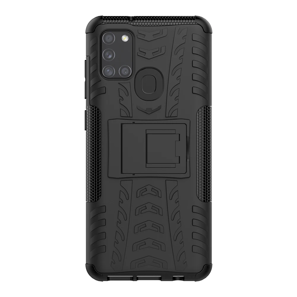 

For Samsung Galaxy A21S Case Anti-knock Heavy Duty Armor Cover Kickstand Silicone Phone Case