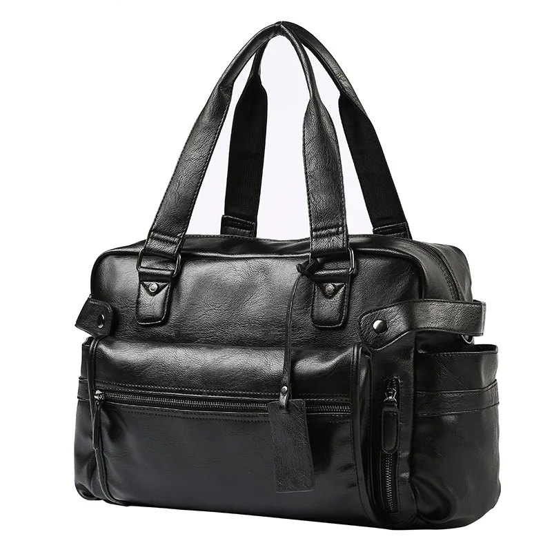 

V358 2022 Wholesale trend pure PU leather mens duffle bags gym tote travel bag