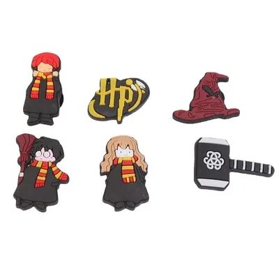 

1000pcs Wholesale movie Harry Potter Pvc Cartoon Accessories Characters clog custom clog shoes charm, As picture