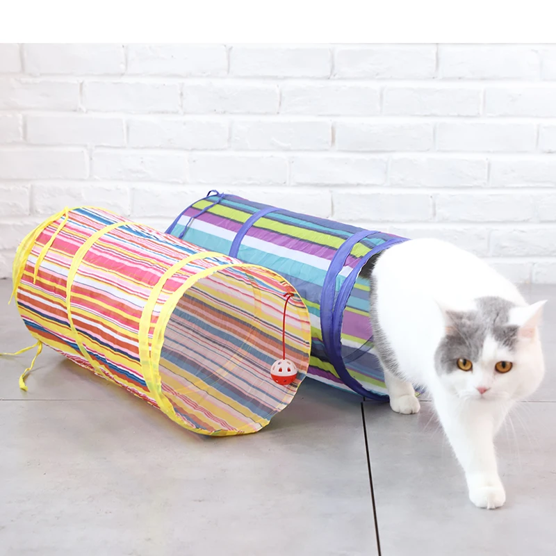 

In-stock Low MOQ Wholesale Manufacture Collapsible Pet Cat Play Tunnel Toy Tube, As photo