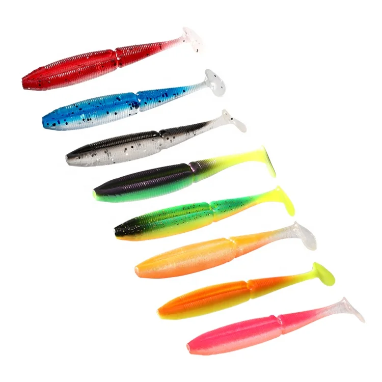 

Professional lures paddle soft lure plastic silicon fish t tail, Vavious colors