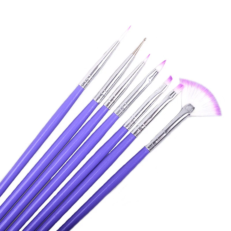 

7pcs/set Purple Nail Art Design Brush DIY Painting Carving Dotting Brushes Pen Set Multifunction Brushes Kits Manicure Tools