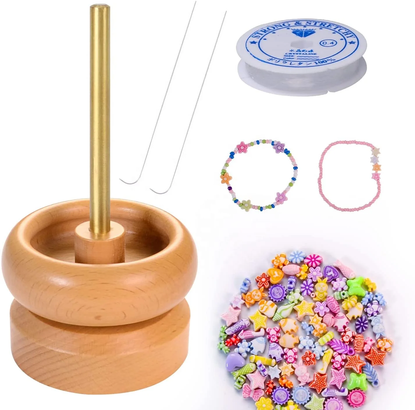 

electric bead spinner bead spinner automatic natural wood diy seed beads spinner wooden jewelry making tools