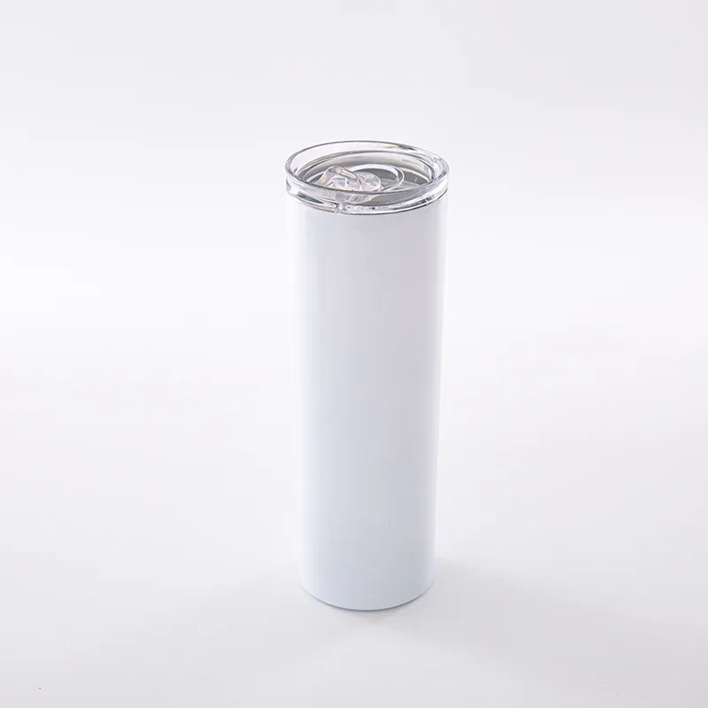 

Best Sales 20oz sublimation tumbler straight Tumbler double wall insulated mugs straw sublimation blank skinny tumbler, White