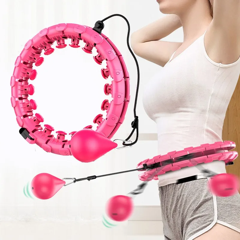 

Auto-Spinning flexible Gym Fitness Wholesale price Smart plastic detachable slimming adult ring weighted hula hoops with ball, Multi colors