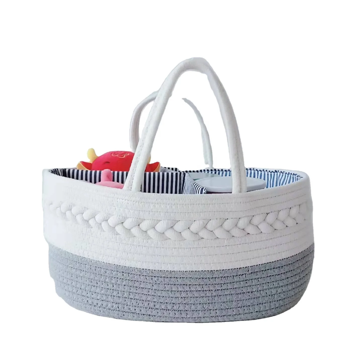 

Indoor and Outdoor Baby items storage tote bag Mummy Shoulder bag Diaper basket with Handles, Customized colors