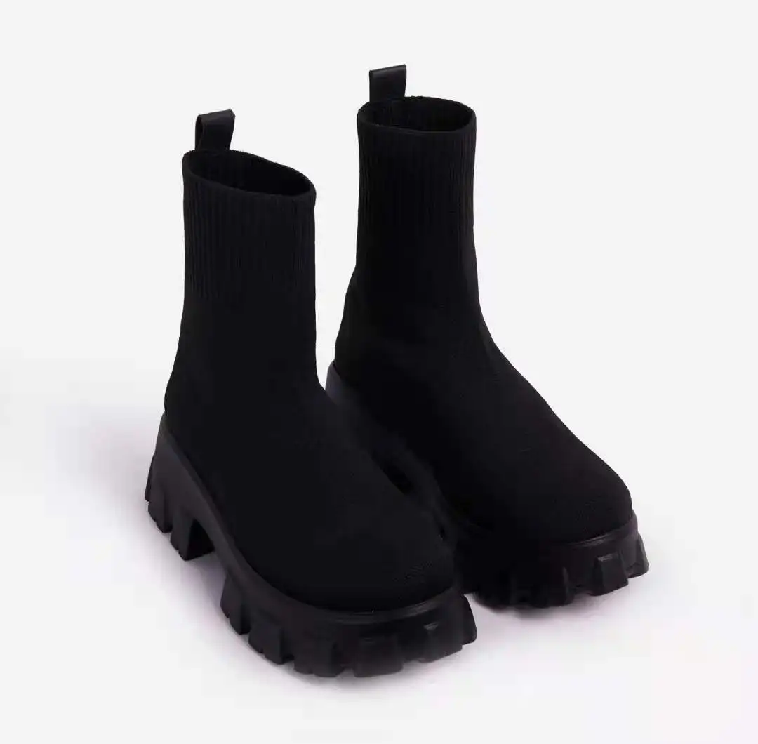 

Fashion daily comfortable knitting platform short sock boots for women, Picture