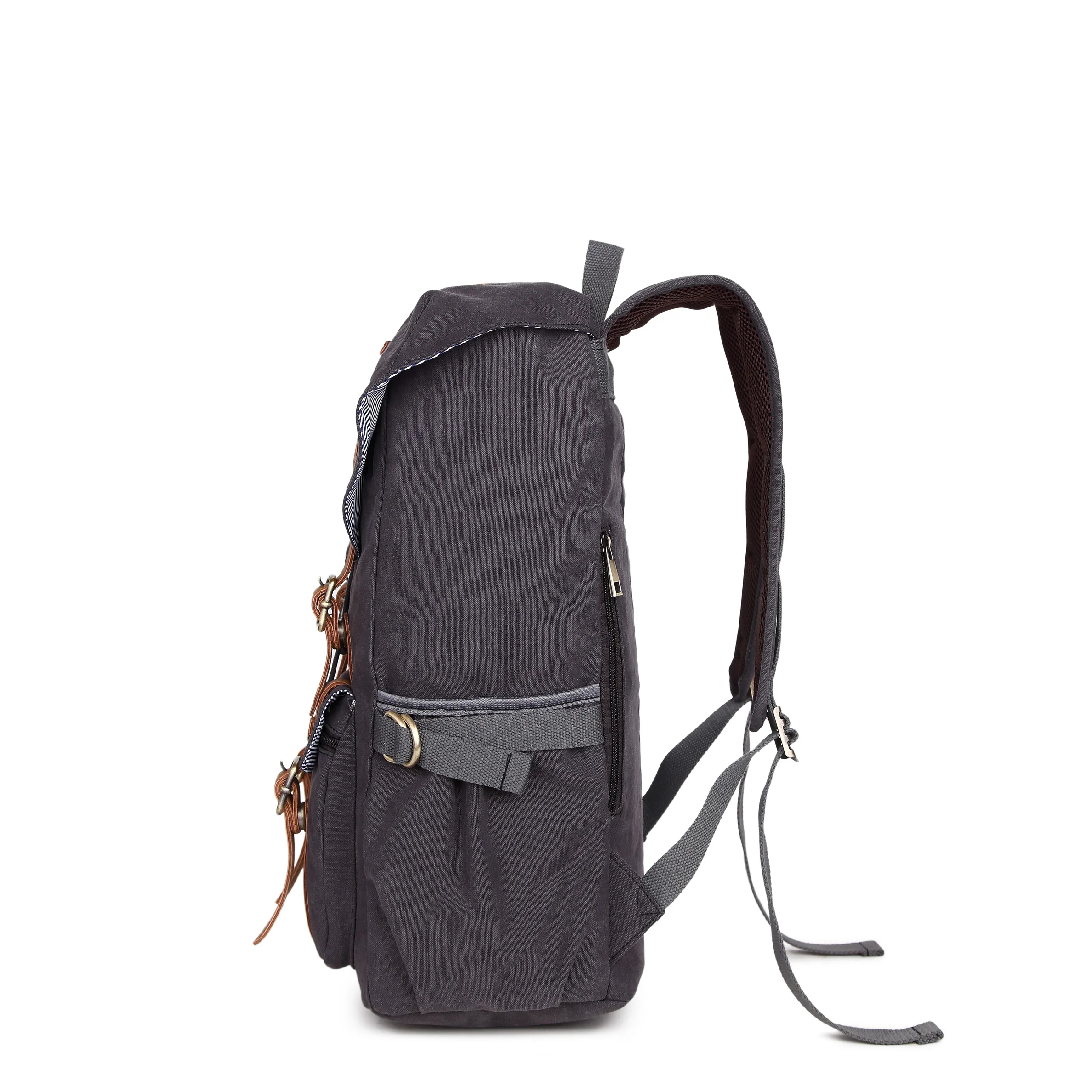 
Outdoor hunting women vintage waterproof canvas leather notebook duffel backpack 