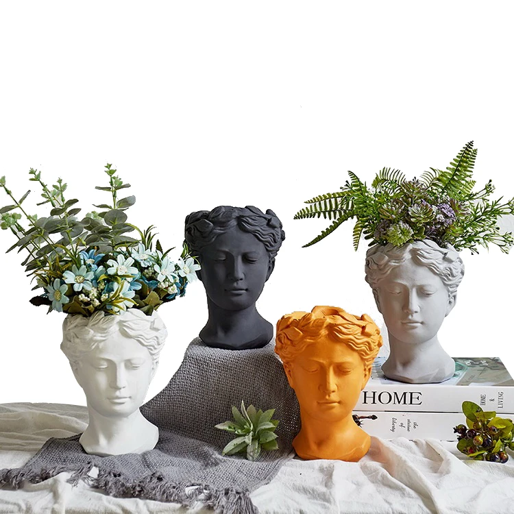 

Home & Garden Venus Head shape Decorative indoor Cement Made Succulent Plant flower pots & planters