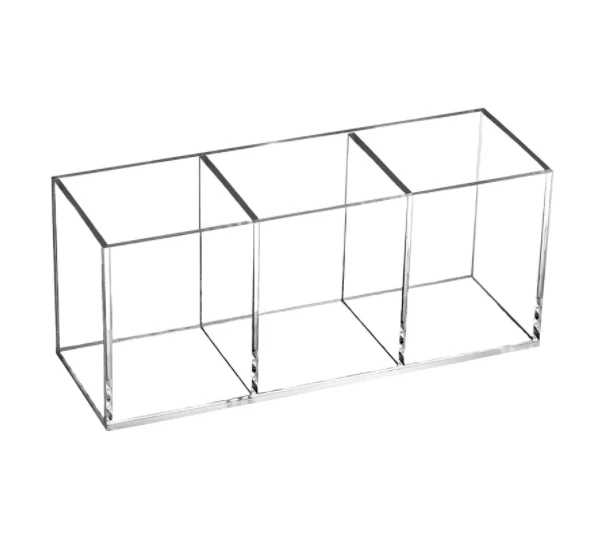 

Makeup Brush Holder Organizer Clear Cosmetic Brushes Container Storage 3 Slots