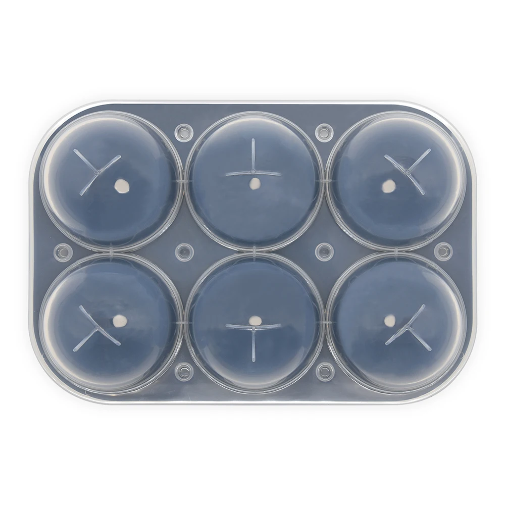 Bpa Free Large 2" Ice Cube Maker High Quality 6 Cavity Silicone Ice Cube Mold Big Giant Size