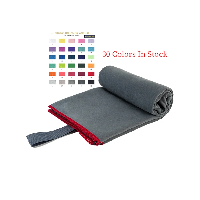 In Stock Microfiber Suede Beach Towel Quick Dry Lightweight Blue Grey-Customizable Logo Woven Technique Low MOQ Wholesale