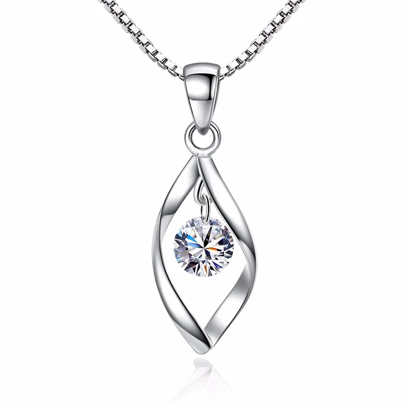 

Copper Silver Plated Zircon Wave Pendant Necklace For Women Jewelry OEM Custom 925 Sterling Silver