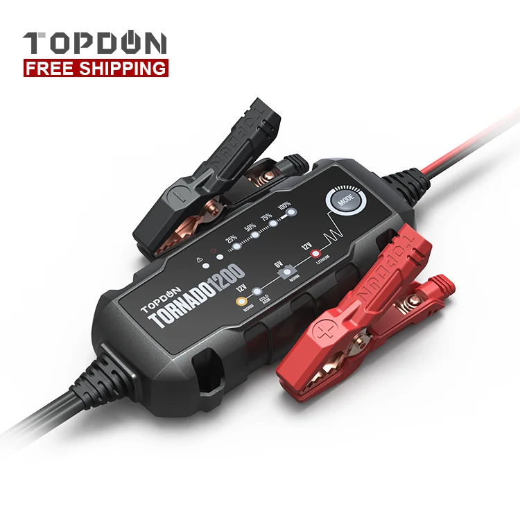 

Good price topdon T1200 hybrid car battery charger motorcycle mini intelligent battery charger 12 volt car battery analyzer