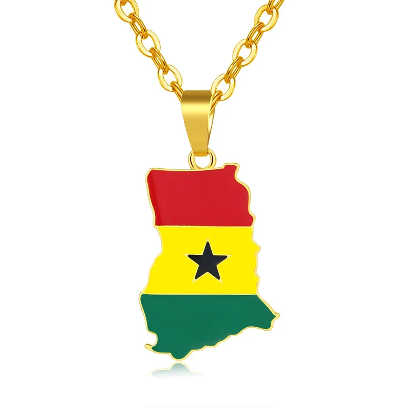 

Africa Map Nigeria Ghana Angola Stainless Steel Hip Hop Pendant Necklace, As pic