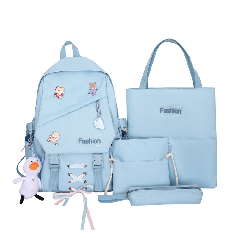 

New arrival fashion 4 in 1 college bag set portable waterproof backpack for women