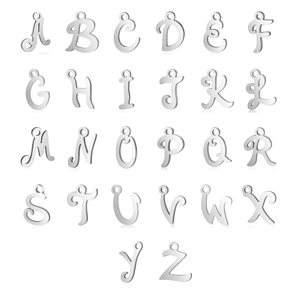 

304 Stainless Steel Charms Greek Alphabet Metal Charms Bulk 26 Letter Charms Pendant for Jewelry Crafts Maki