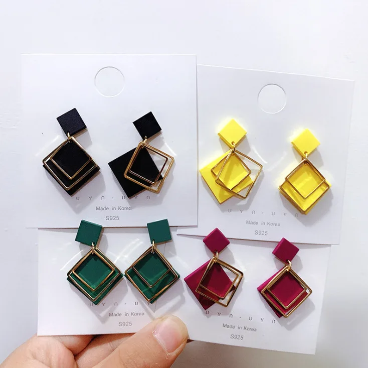 

Multi-layer geometric female earrings stud women earrings jewelry, As pic