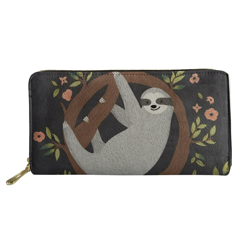 

Light Leather Wallet Women cute Koala Leopard Tattoo Design Purse With Zipper Outdoor Long Purse Phone Cash Holder New Arrivals
