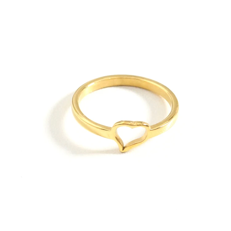 

HOYO trendy stainless steel 18k gold plated hollow out woman heart ring for gift