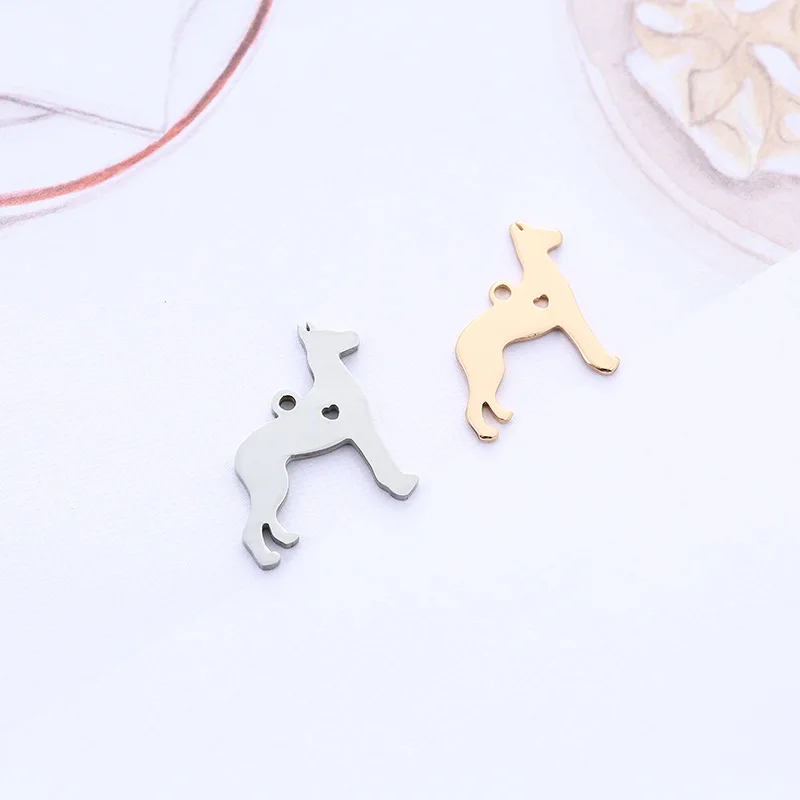 

Metal Pendant Silver/Gold Jewelry Accessories Finding High Polished Stainless Steel Blank Pet Great Dane Dog Charm, Gold,silver