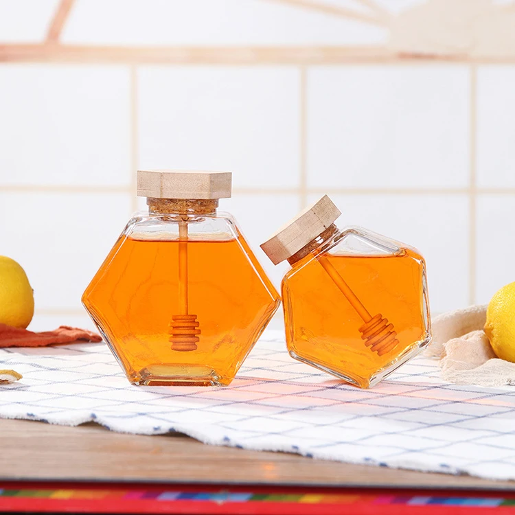 

Honey Jar With Wooden Dipper, Colorful/transparent