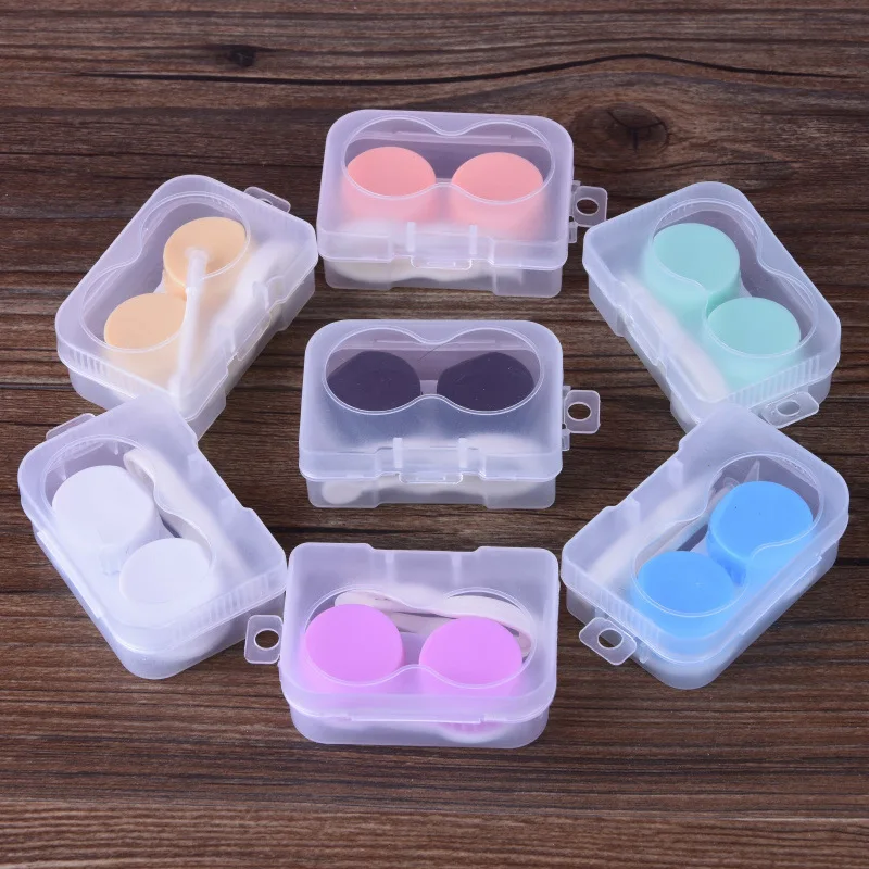 

Solid colorful design double glasses reflective cover contact lens case plastic eyeglasses case boxes