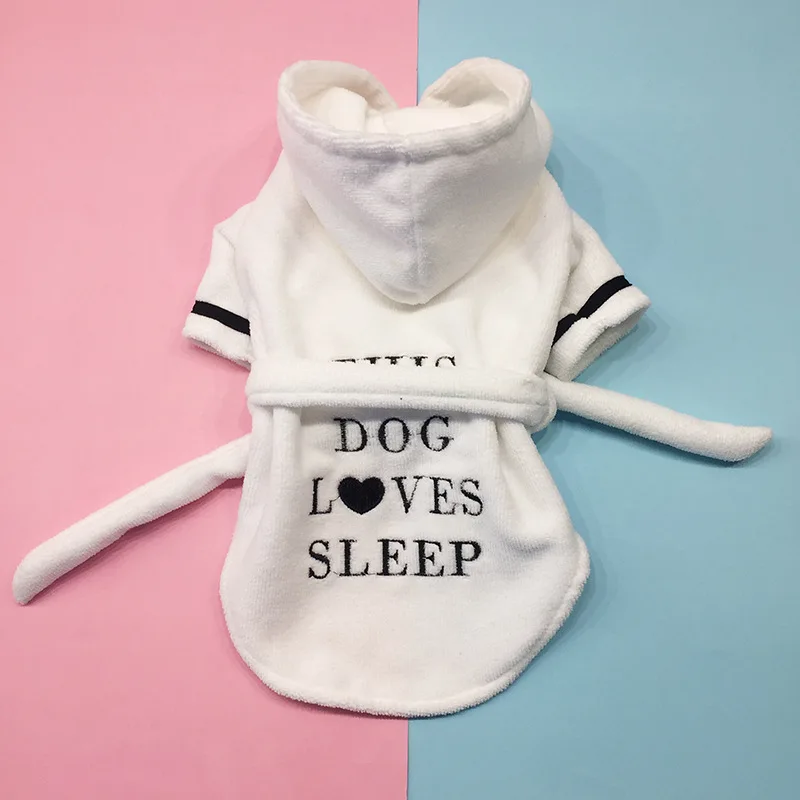 

Pet Supplies Dog Clothing Winter Models Small Dog Clothes Sleepwear Dog Bathrobe Wholesale, White