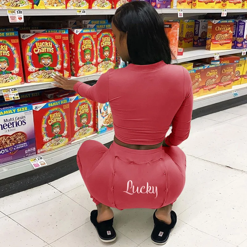 

Women Butt Flap Stretch Two Piece Sets Sleepwear Lucky Bodycon V Neck Pajamas Adult Butt Flap Tank Top and Legging Sets, Picture shows