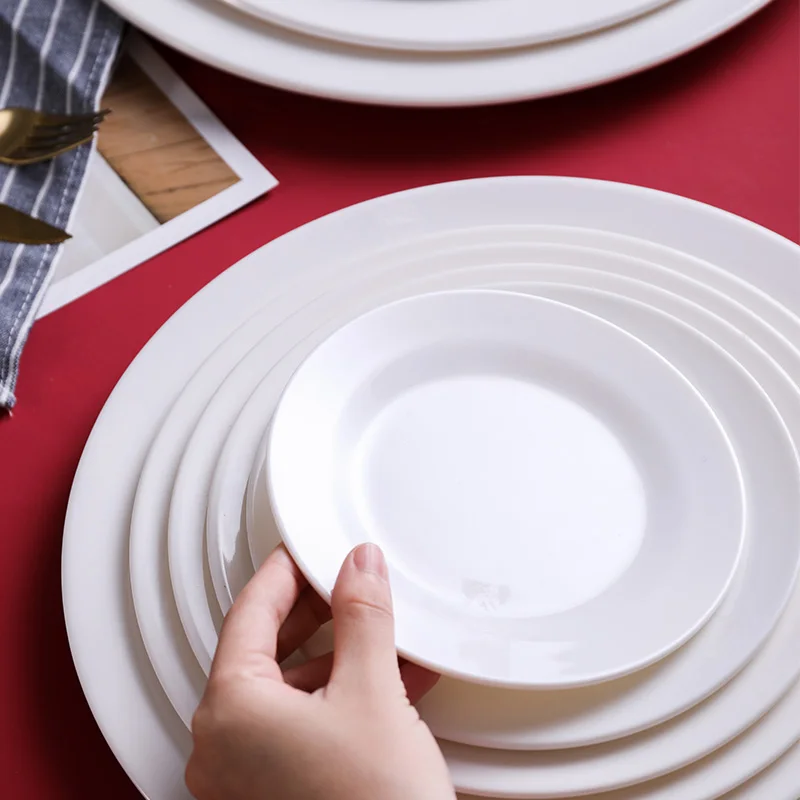 

Best selling wholesale cheap plastic dish melamine plates round dinner ware sets for restaurant, White or customized