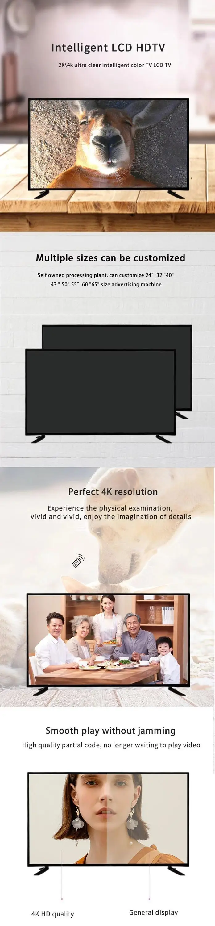 Chinese Manufacturer Flat Screen Smart Tv 65 Inch 4k Television Led HD For Home Use