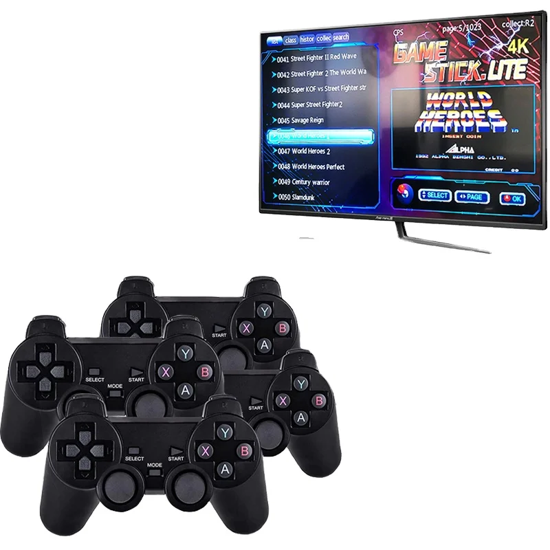 

Wireless -compatible 4 Players Game Stick Console For PS1 GBA 64 Bit 12000+ Game For MAME Drive