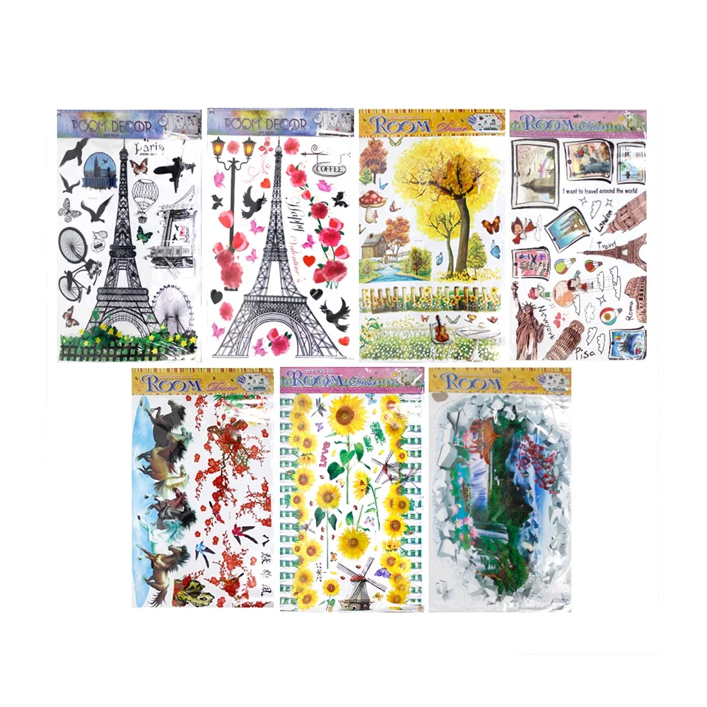 

Free delivery wholesale children like lovely flowers tower cartoon wall sticker for suitable students teachers' classrooms