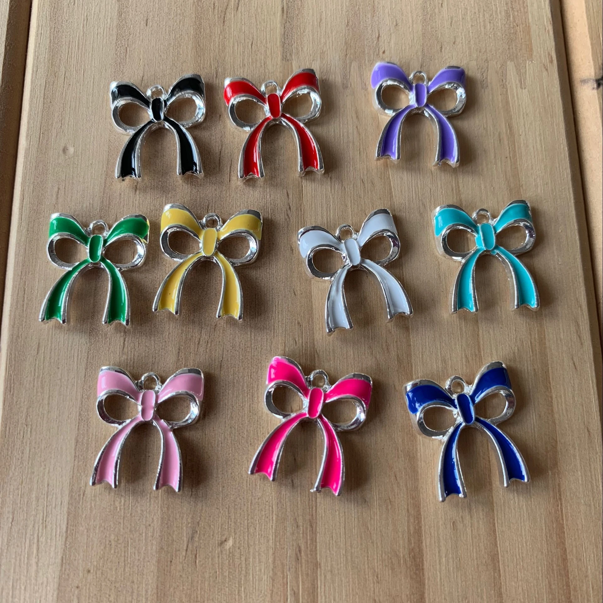 

silver metal girly bow charms cute color enamel butterfly knot bow charms various color silver bow charms in stocks