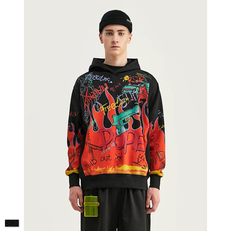 

Wholesale unisex oversized pullovers mens vintage graffiti hoodies, Gray