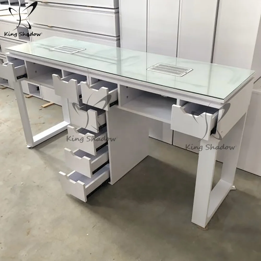 
Modern manicure table nails bar salon furniture nail dust desk nail tables with glass top 