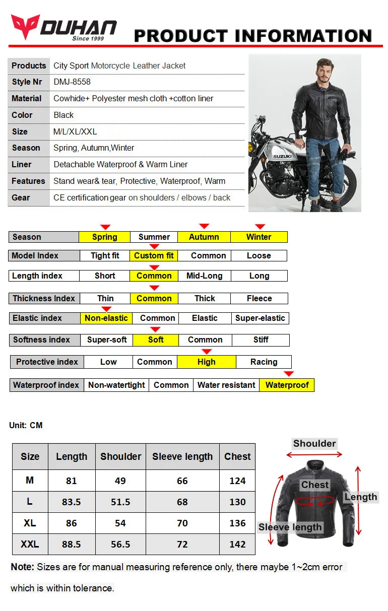 High Quality Comfortable Windproof &amp;Waterproof City Sports Men Motorcycle black Leather  Jackets