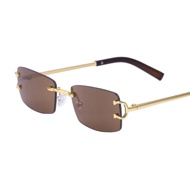 

2021 fashion Rectangular sunglasses shades UV400 small rimless mirror lens sun glasses vendors