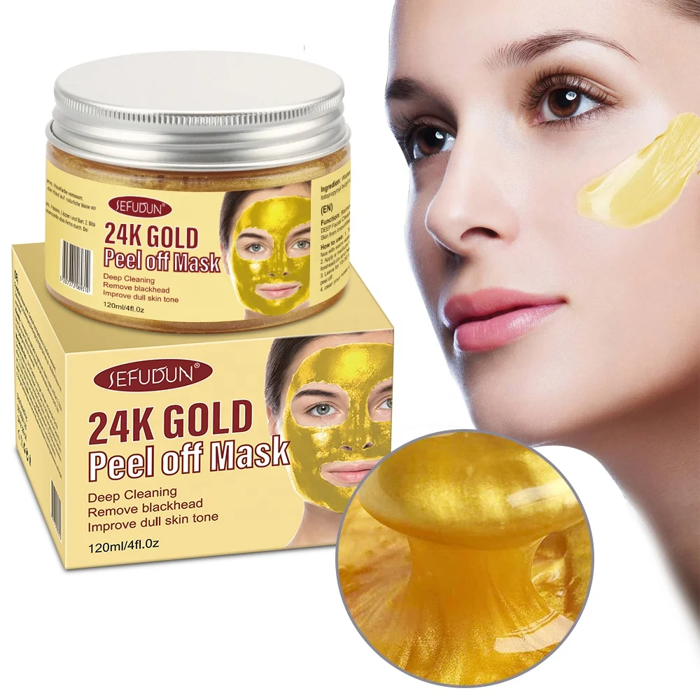 

YANMEI Private label 24k gold collagen crystal peel off facial mask deep cleaning peel off 24 k facial gold mask
