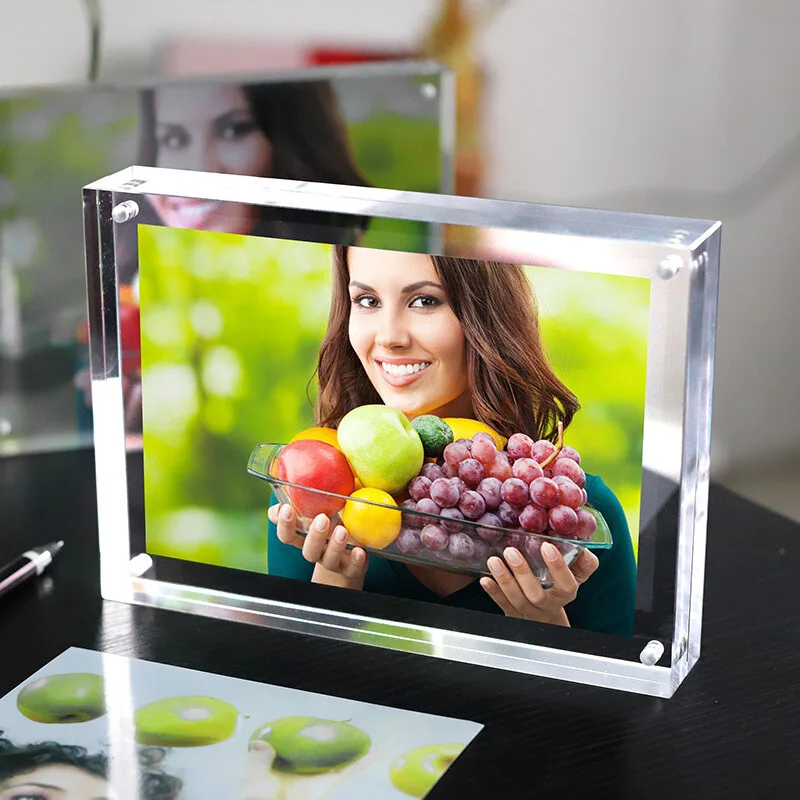 High transparent acrylic magnetic photo frame sandwich picture holder