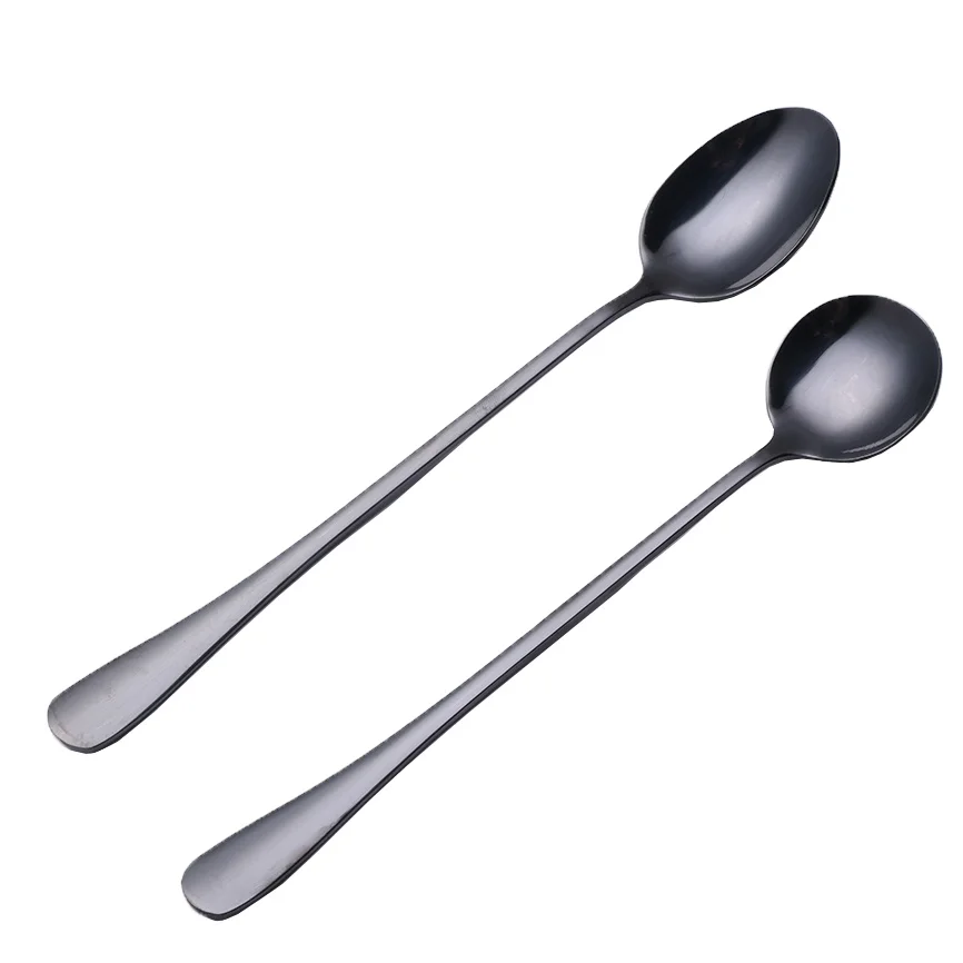 

Hot selling long handle stainless steel coffee stirring spoon with pointed head round head colorful tea mixing spoon