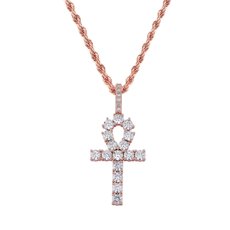

Round Zircon Hip-Hop variously Cross Pendant and Angh Key Charm NecKLACE Couple Gift