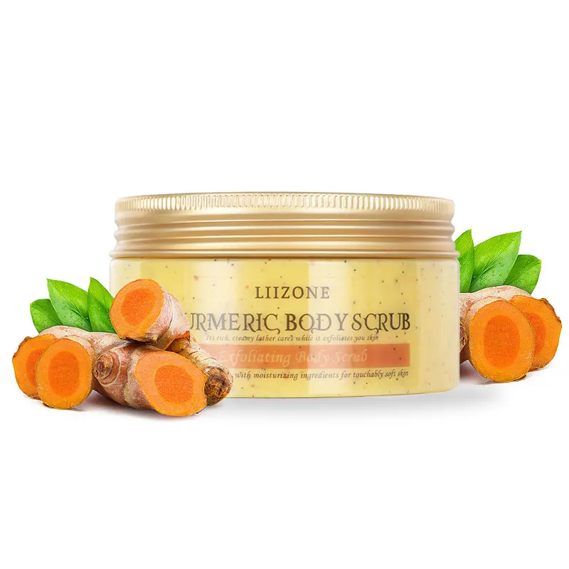 

LIIZONE 100% Nature Private Label Skin Care Natural Tumeric Scrub Organic Exfoliating Brightening Sugar Turmeric Face Body Scrub