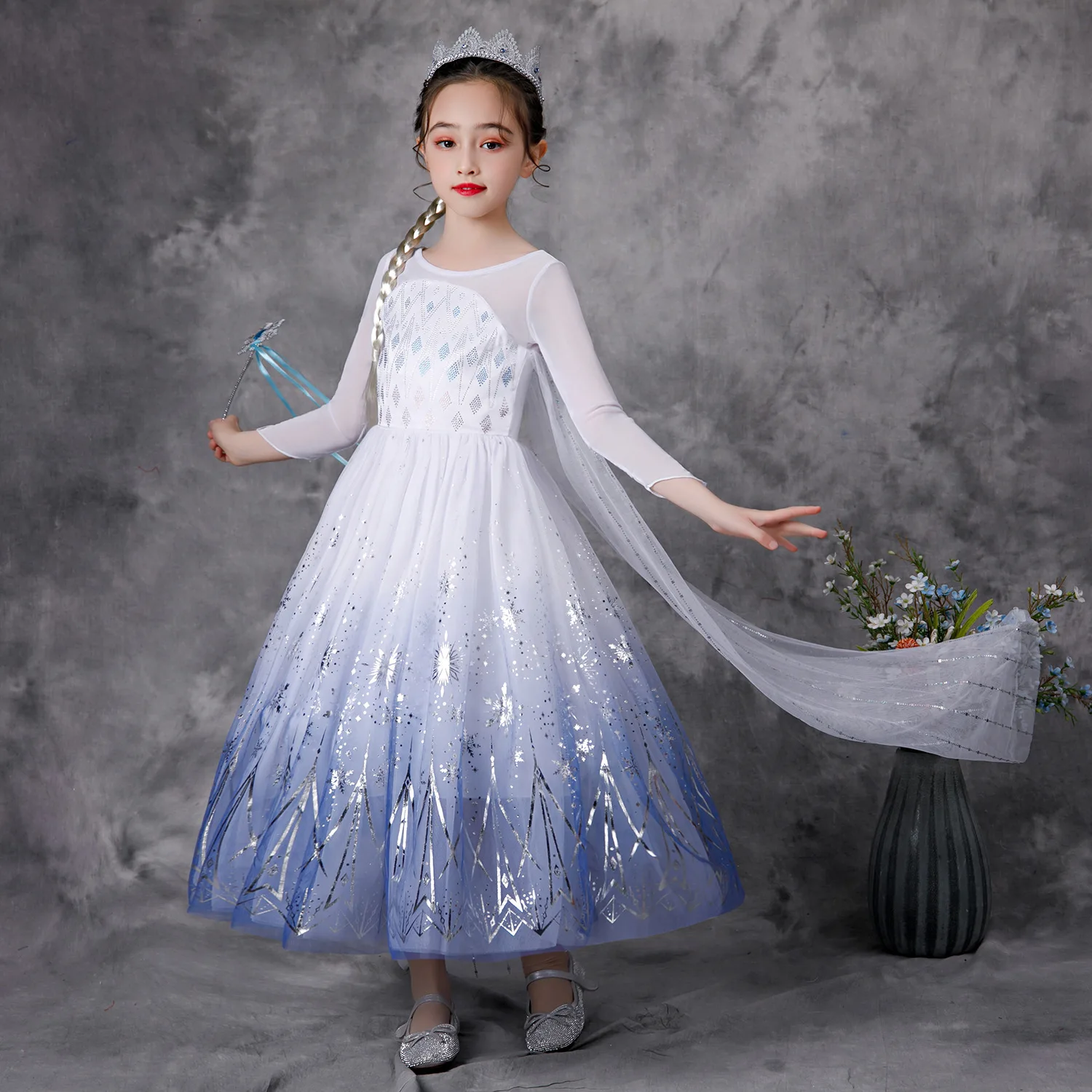 

2021 MQATZ New Kids Girls Fancy Elsa Princess Costume Dress Up Cosplay Birthday Party Dresses K57 Children Cosplay Dress, White