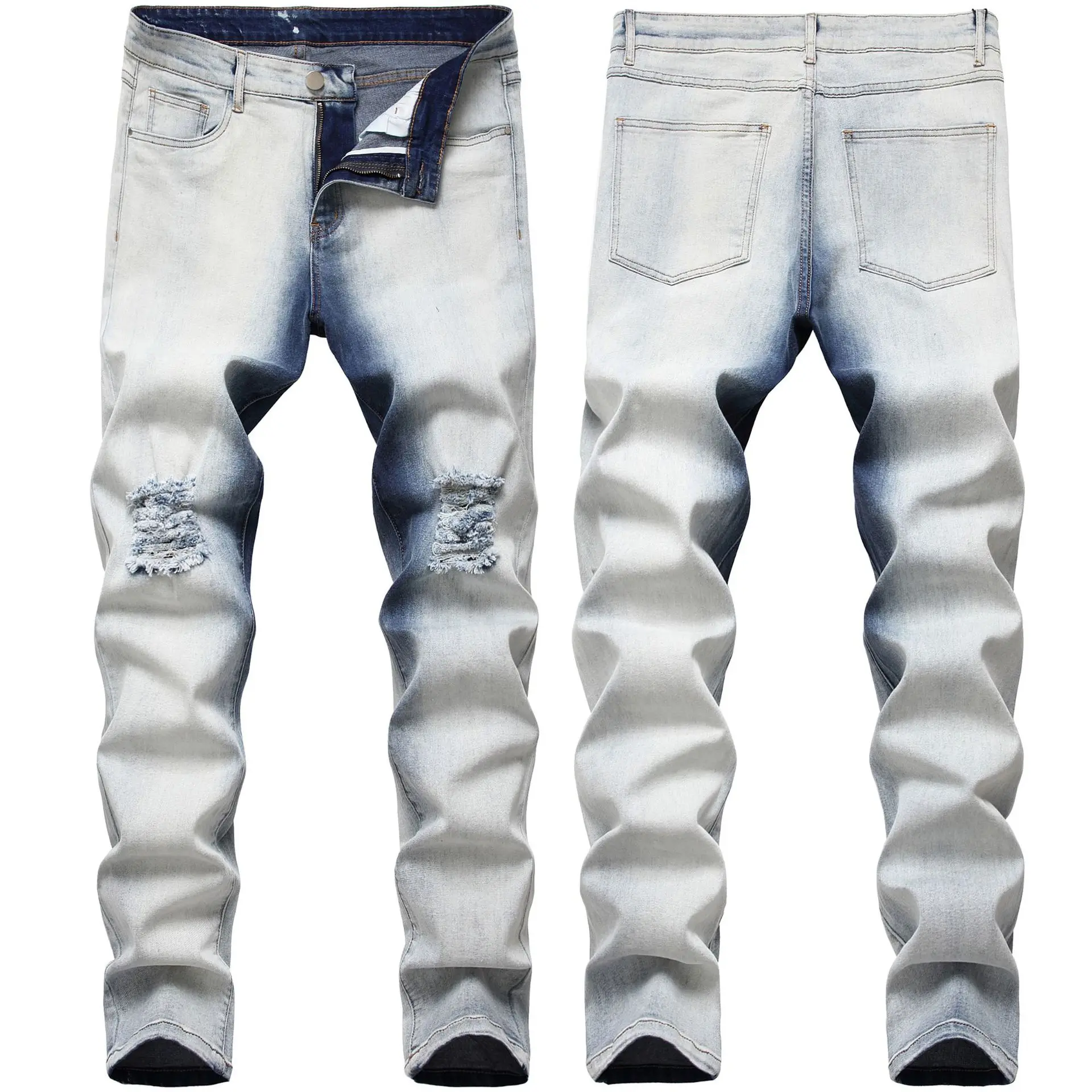 

2021 New Arrival Men's Jeans Ripped Slim Denim Trousers Fashion Distressed Feet Pants Mens Fashion Jeans Trousers Men