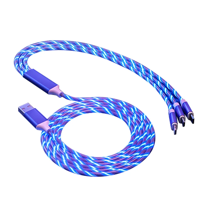 

Factory customized charging cable LED bright light suitable for easy carrying at night 3 in 1 fast charging cable