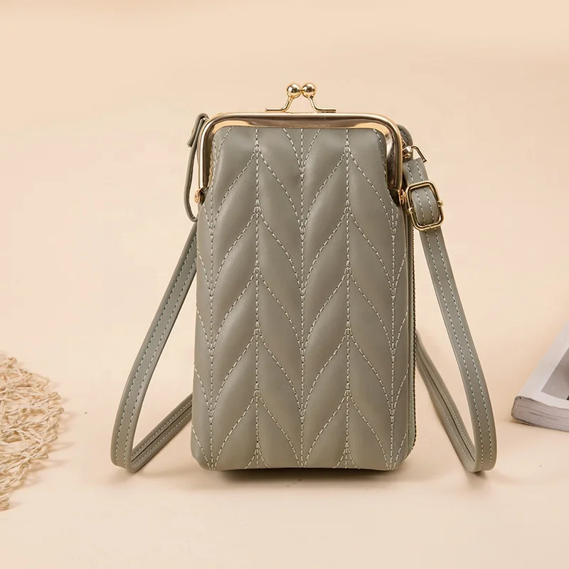 

Korean Fashion Multifunctional Crossbody Shoulder Bag Zipper Pure Color Mini Purse Wallet Thread Mobile Phone Bag, 5 colors